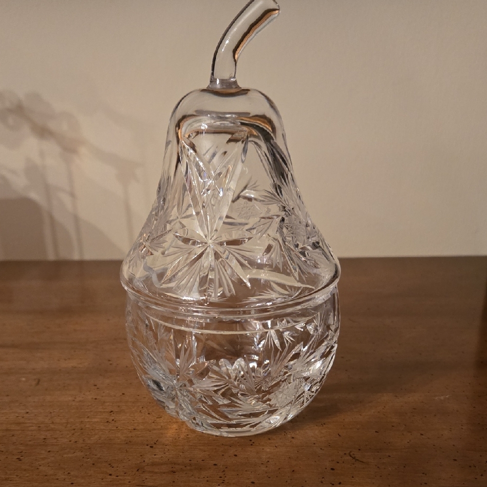 Pinwheel pattern Crystal Pear shape Jam or Compote Jar